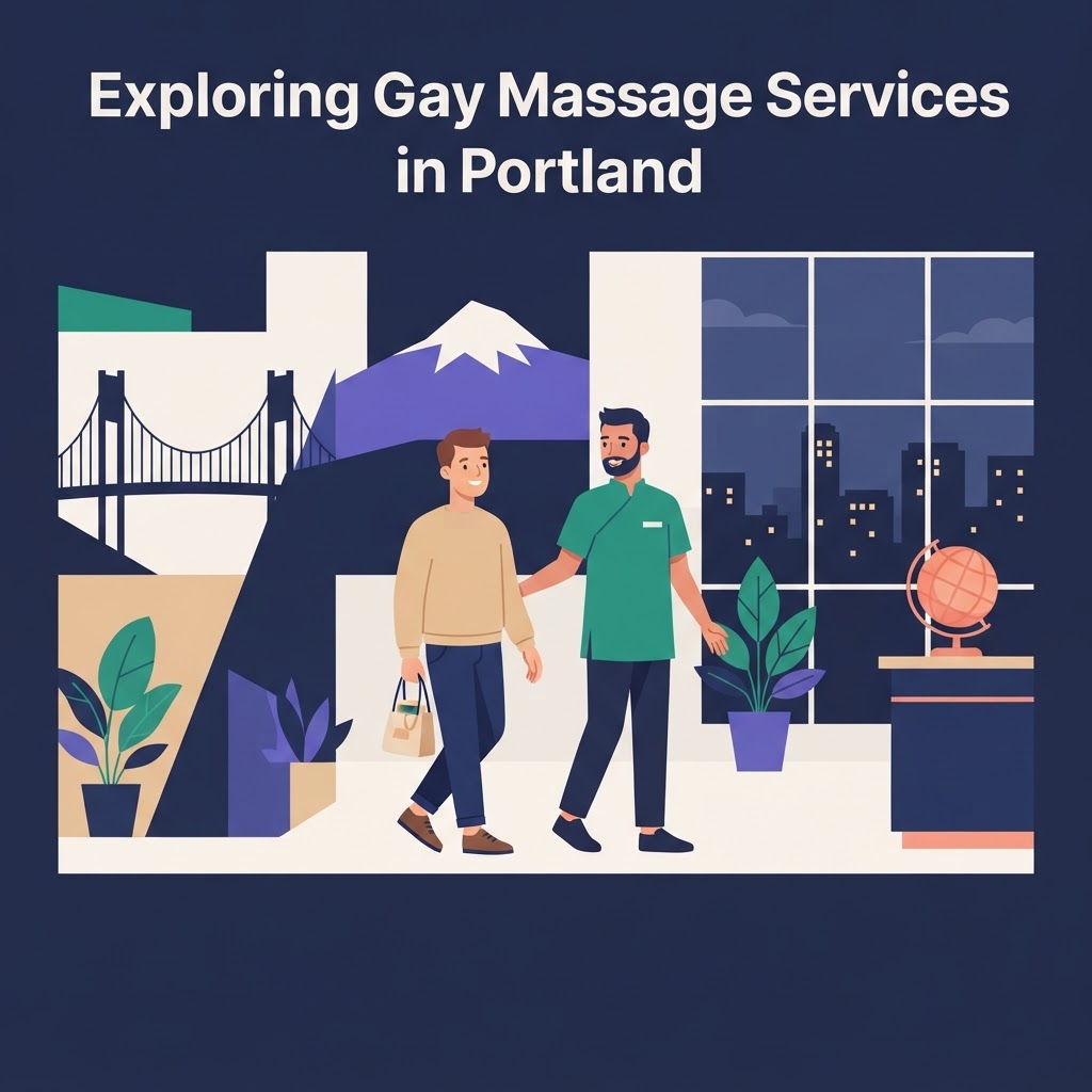 Exploring Gay Massage Services in Portland — flat vector editorial illustration