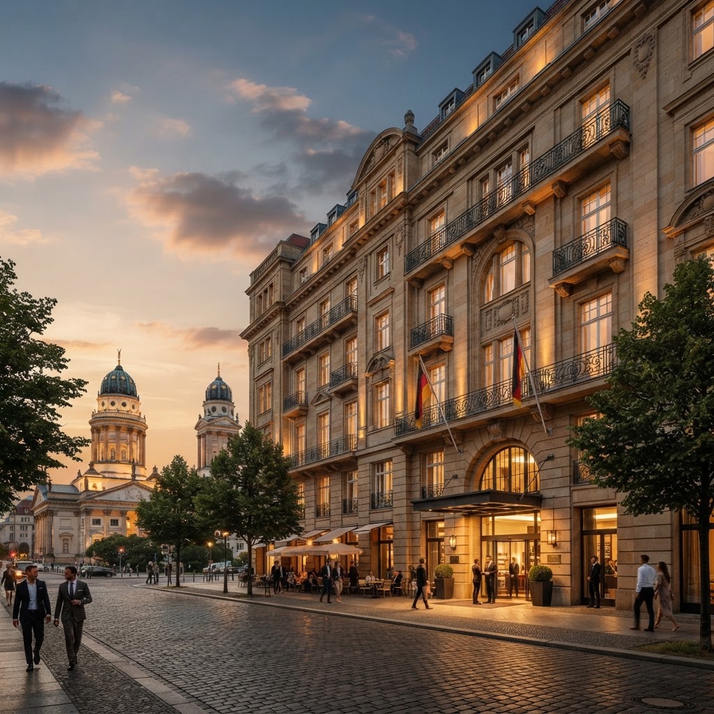 View of a modern hotel in Berlin, ideal for hospitality investors