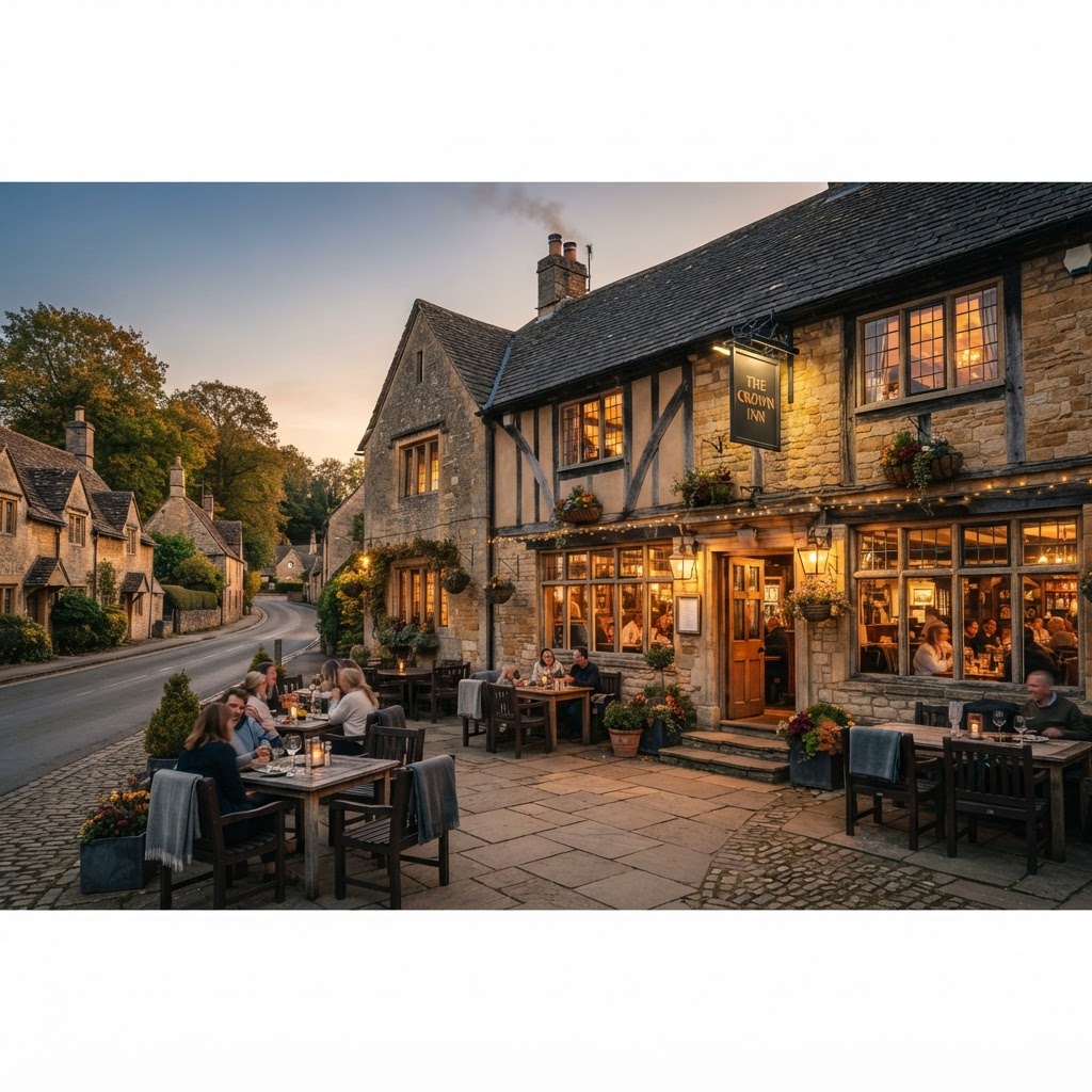 Exterior view of a charming pub for sale with a 'For Sale' sign