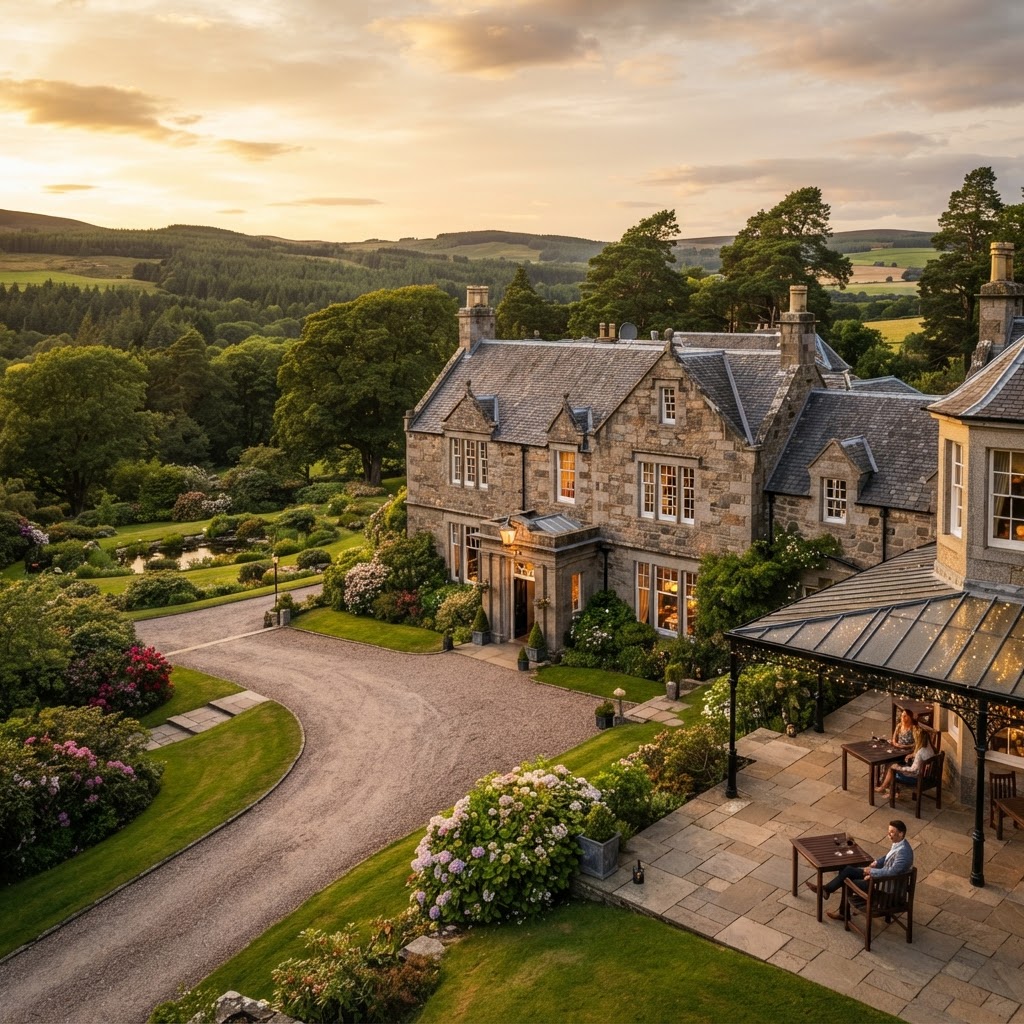 Scenic view of a hotel property in Aberdeenshire, Scotland