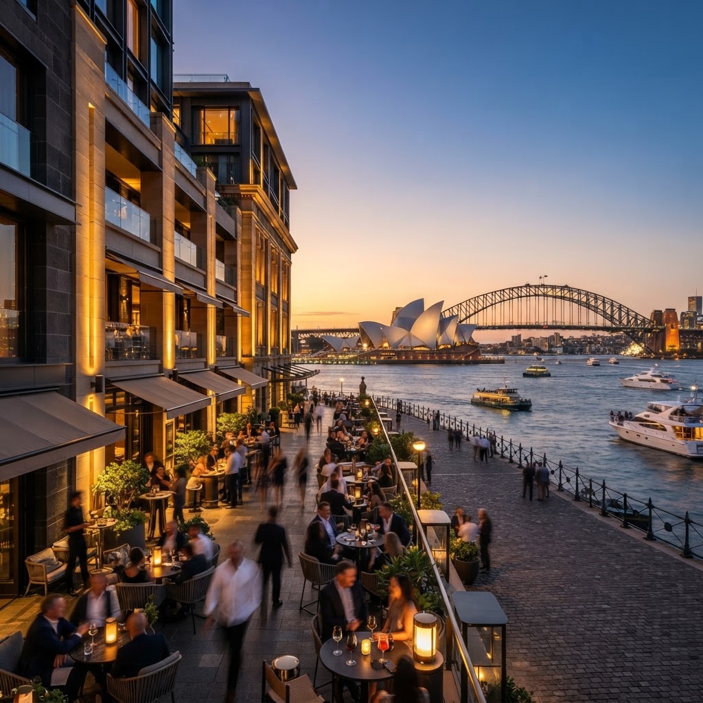 A panoramic view of Sydney with several hotels, ideal for potential investors looking to buy a hotel in 2026