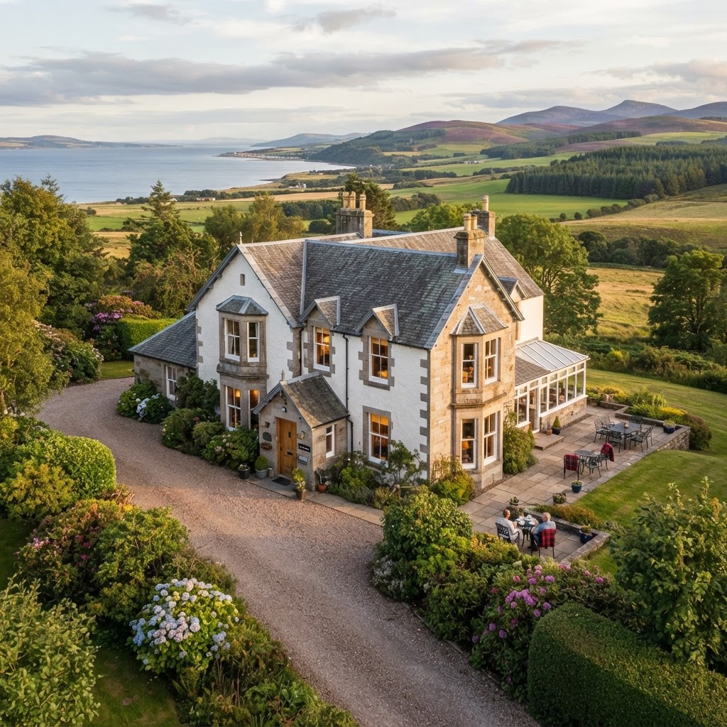 Traditional Scottish B&B property for sale in Moray with coastal and countryside views