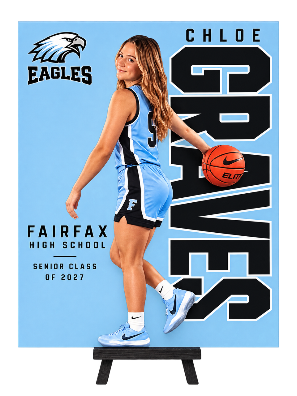 Chloe Graves basketball 3D portrait award - Fairfax High School Eagles