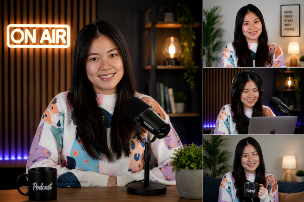 Ula in the podcast studio