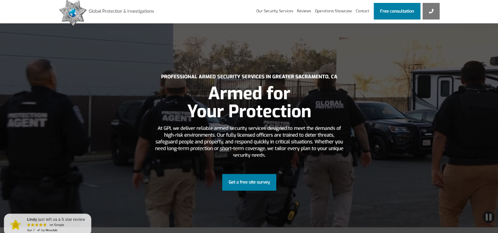 Armed Security Page – before