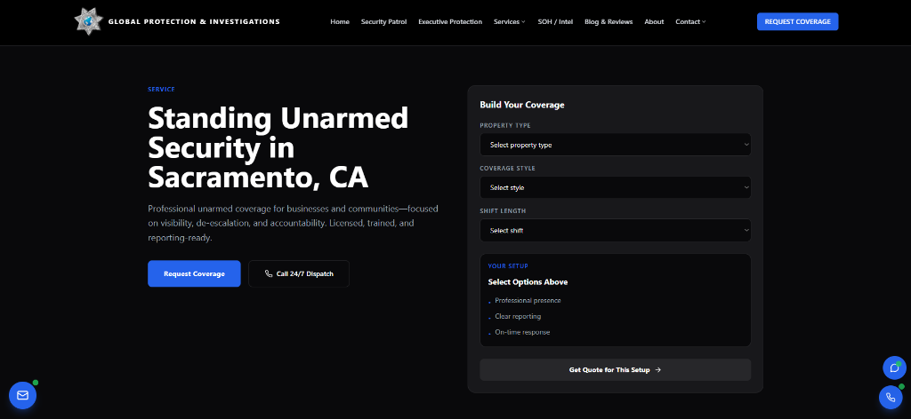 Unarmed Security Page – after