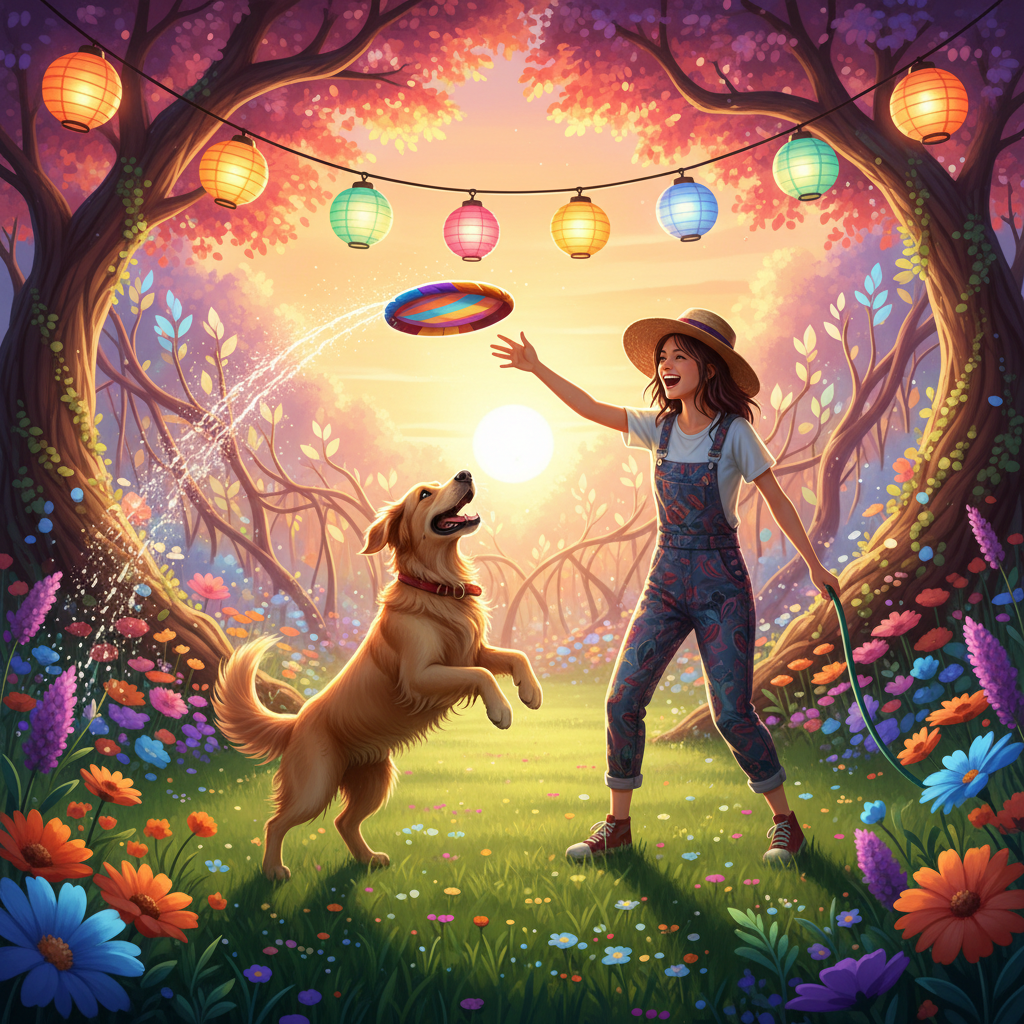 Petsitting in Tallahassee, Pet sitter interacting with a joyful dog in the backyard.