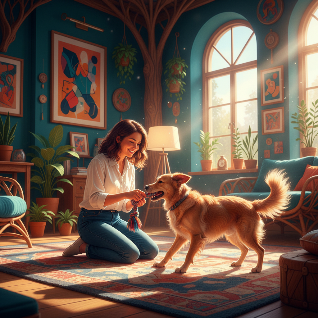 Camille providing love and care to a furry friend.