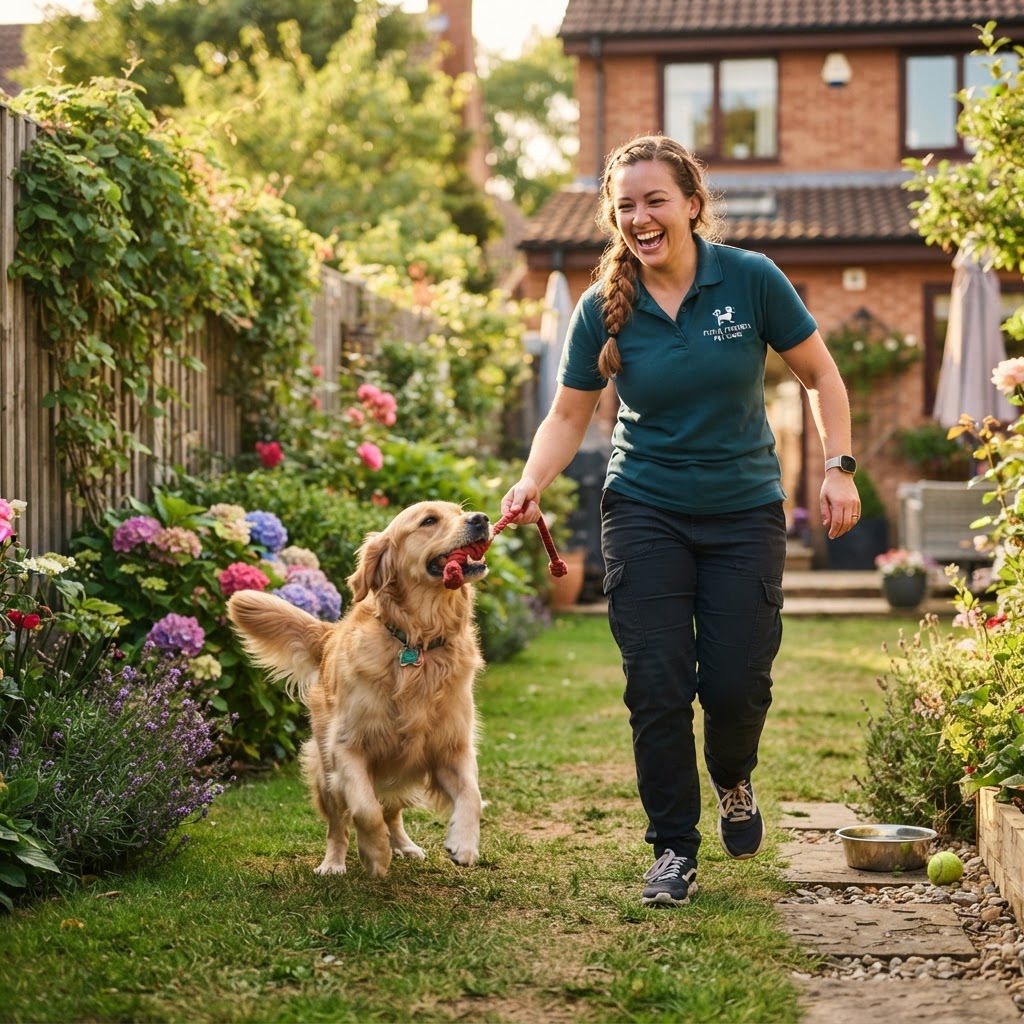 Professional in-home pet care for a happy dog