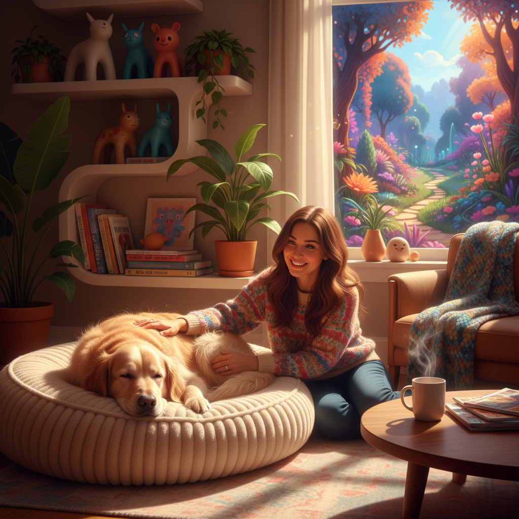 Tallahassee Petsitting, A dog relaxing at home with a caring petsitter.
