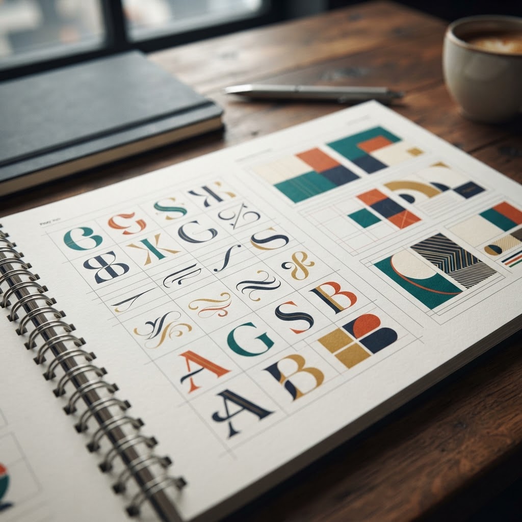 Custom typography and brand identity showcase
