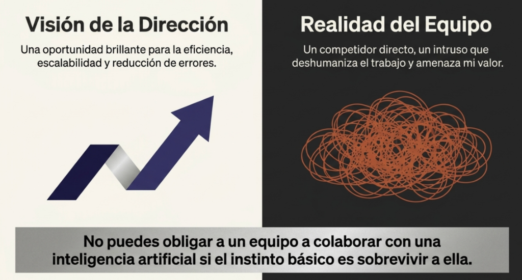 Visión de la Dirección vs Realidad del Equipo ante la IA