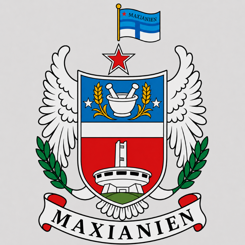 Westliche Wappenvariante der Volksrepublik Maxianien