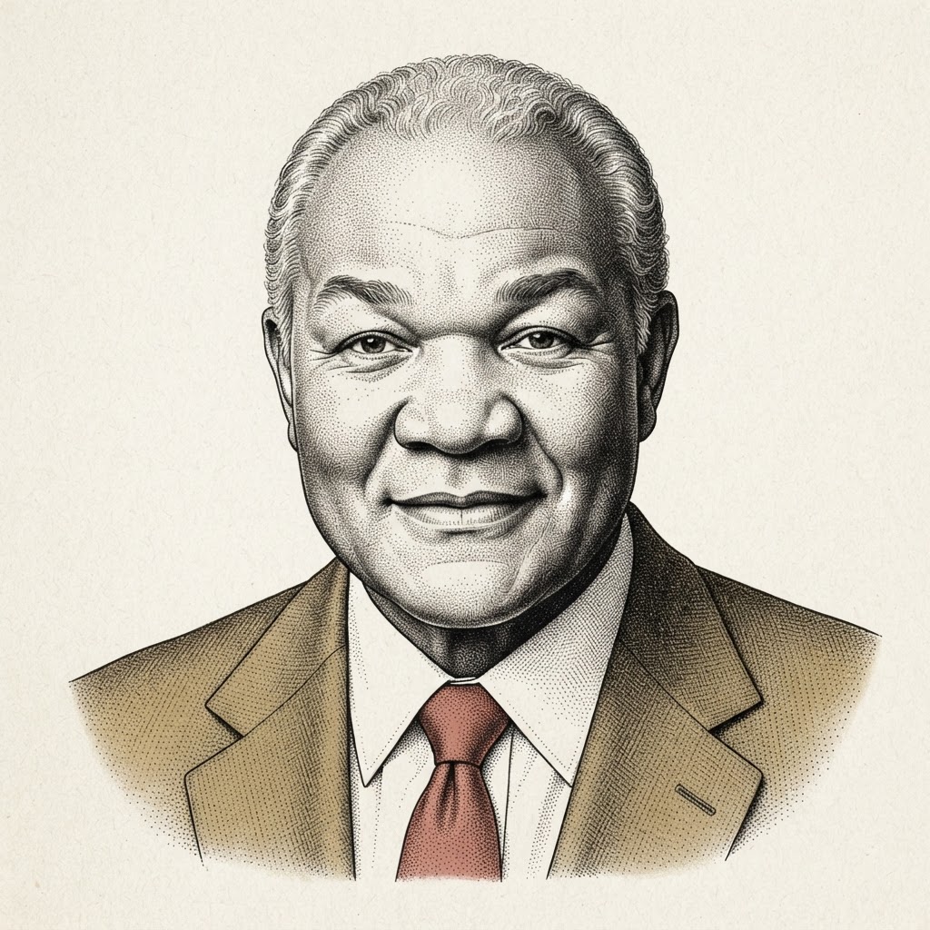 Editorial illustration portrait of boxing champion George Foreman