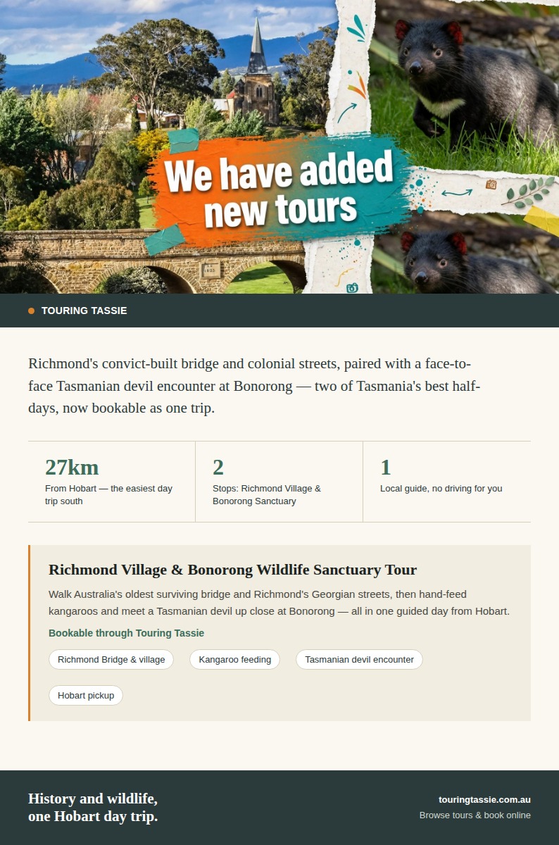 Richmond Village and Bonorong Wildlife Sanctuary, Tasmania