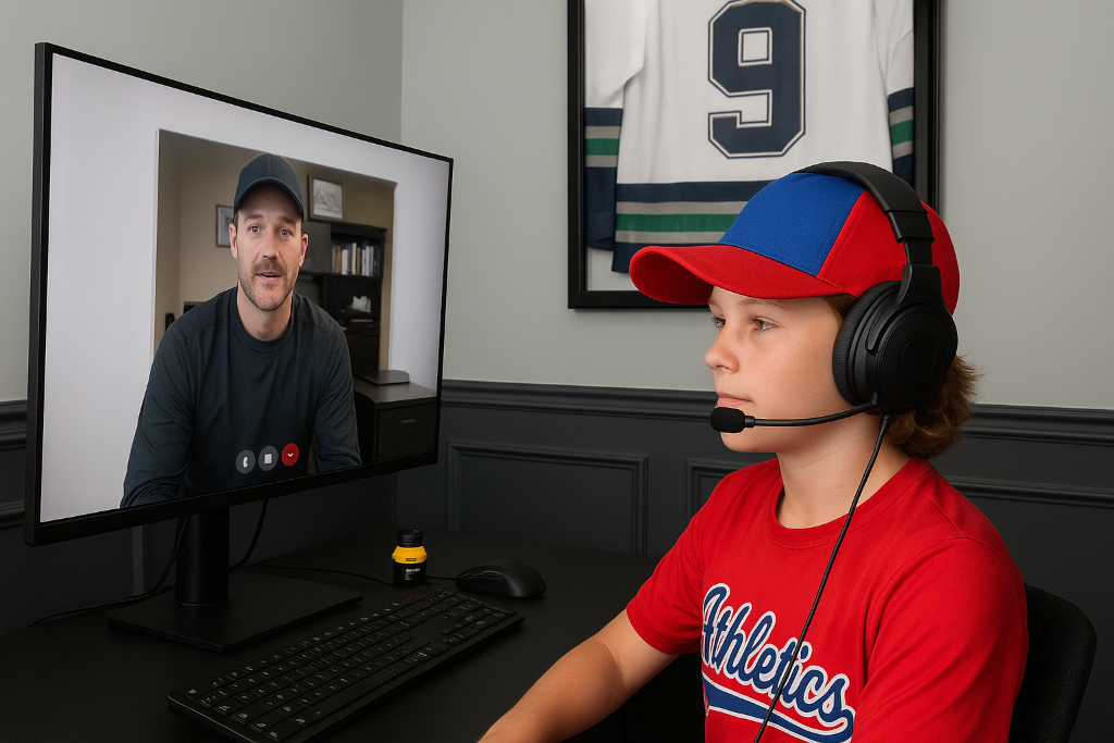Athlete in a mentor video session