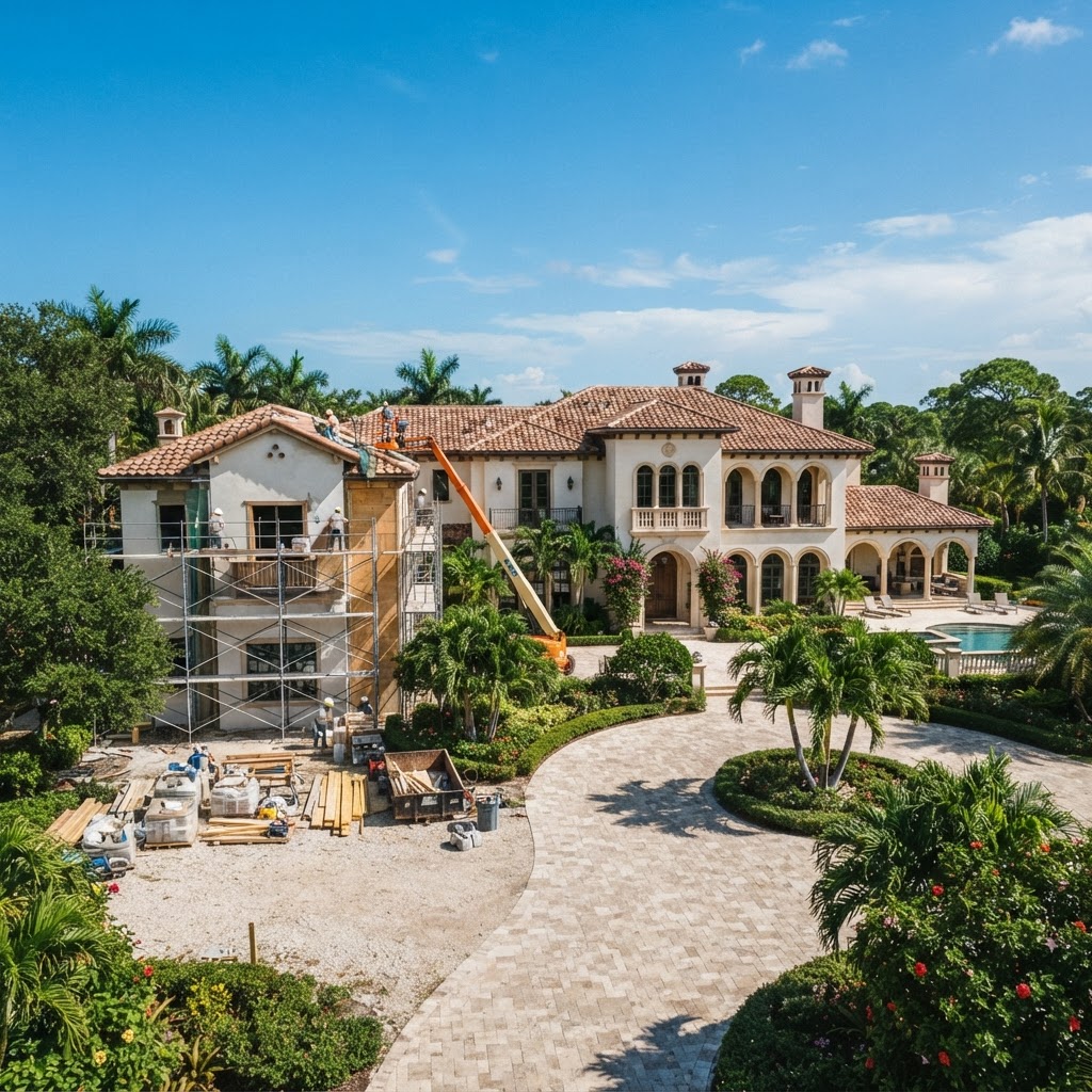 Luxury estate undergoing renovation in Naples, Florida