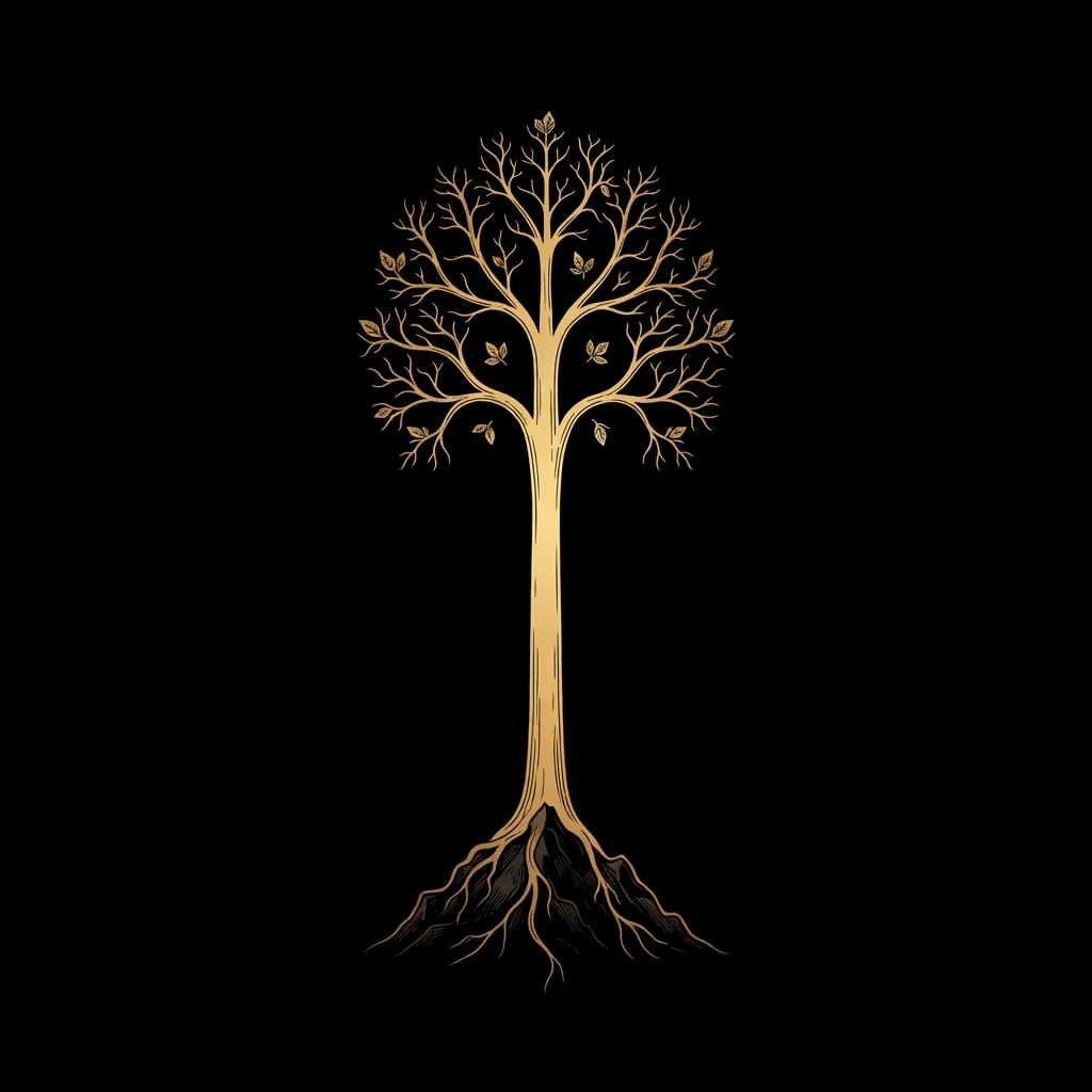 Golden ancestral tree with seven branches