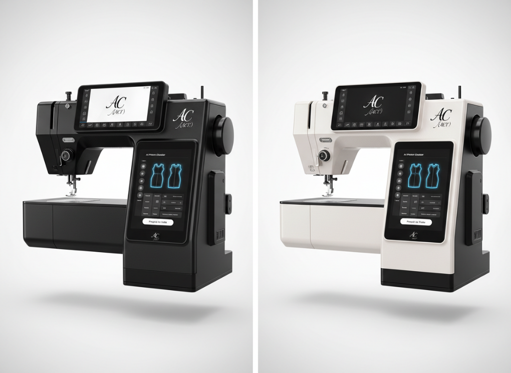 AI Sewing Machine in Black and White