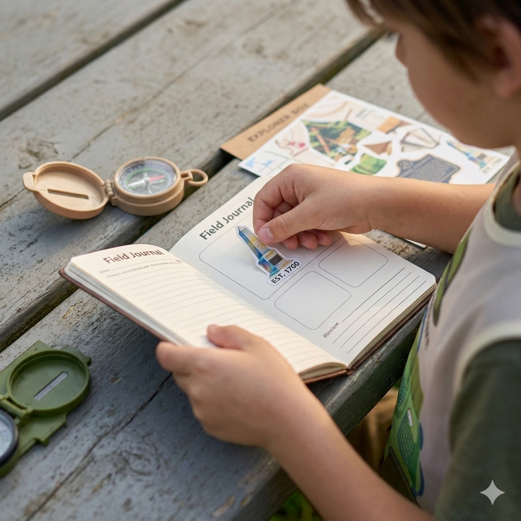Compass Explorer Box | Kids USA Travel & History Kit | America 250 Semiquincentennial Gift | 50 State Summer Adventure 4