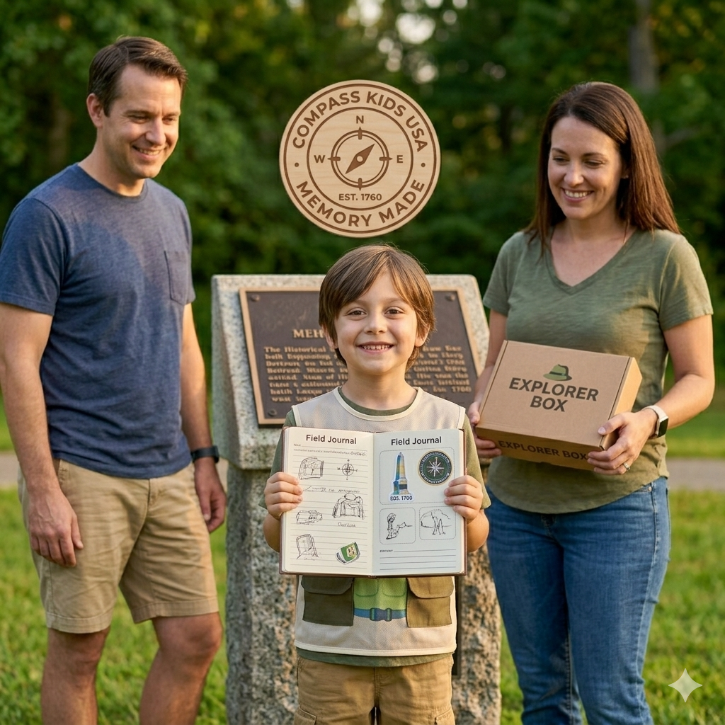 Compass Explorer Box | Kids USA Travel & History Kit | America 250 Semiquincentennial Gift | 50 State Summer Adventure 5