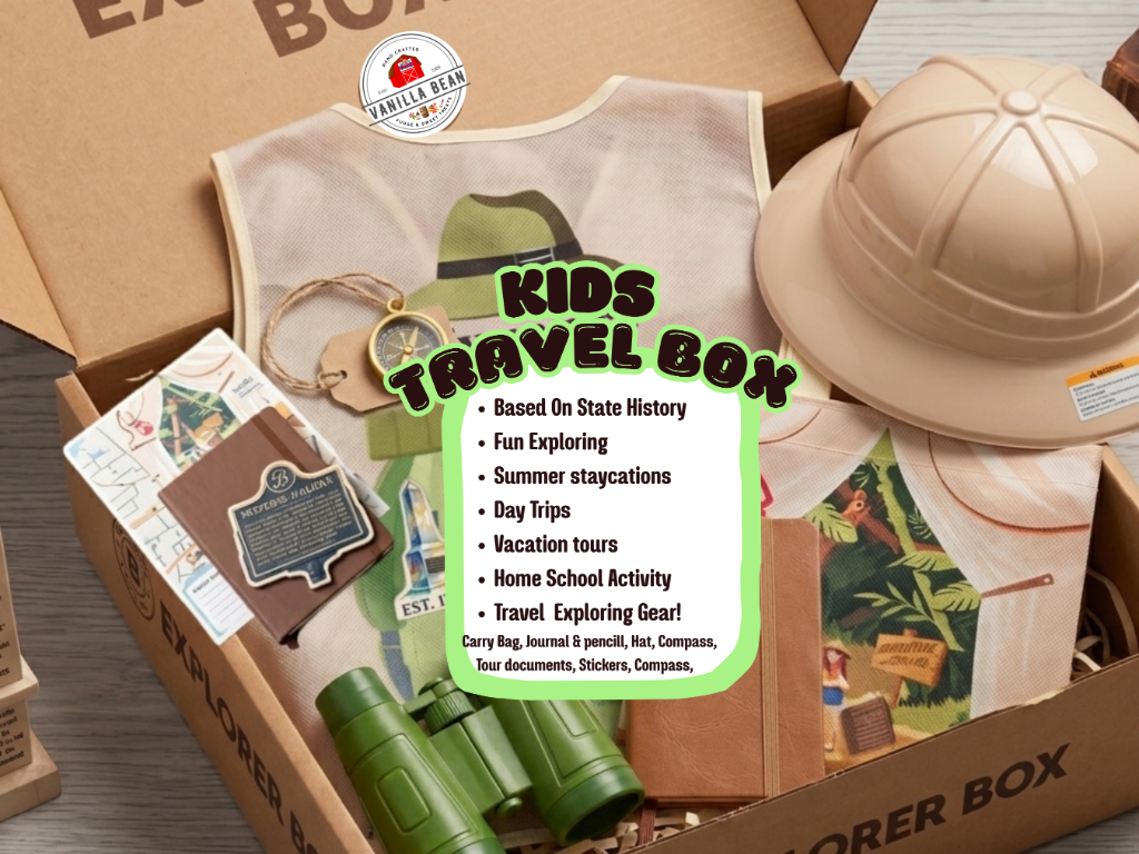 Compass Explorer Box | Kids USA Travel & History Kit | America 250 Semiquincentennial Gift | 50 State Summer Adventure 2
