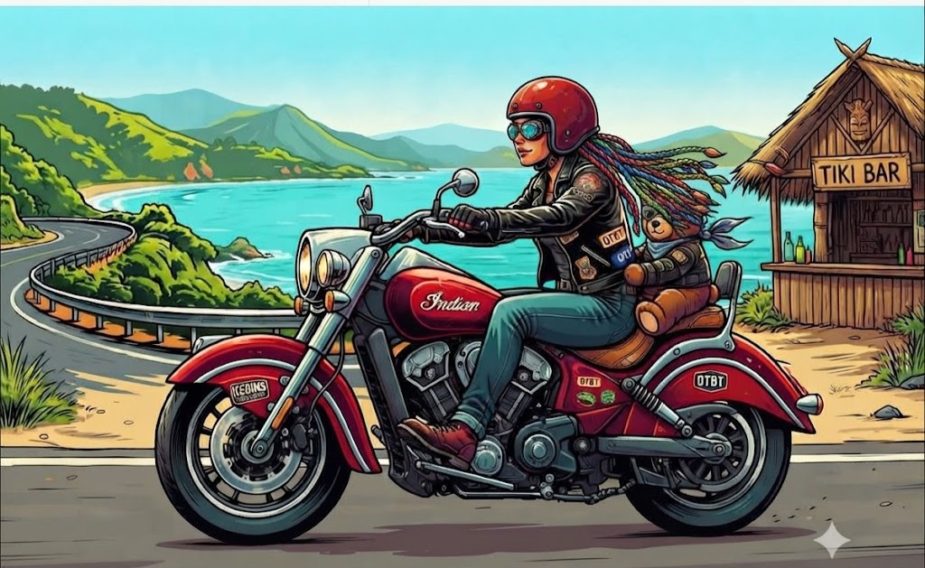 Off the beaten track - rider on the open coastal road