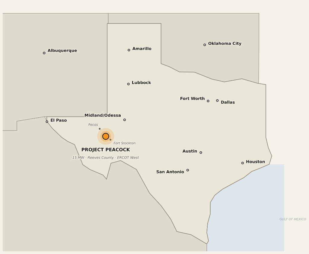 Project Peacock location - Reeves County, Texas