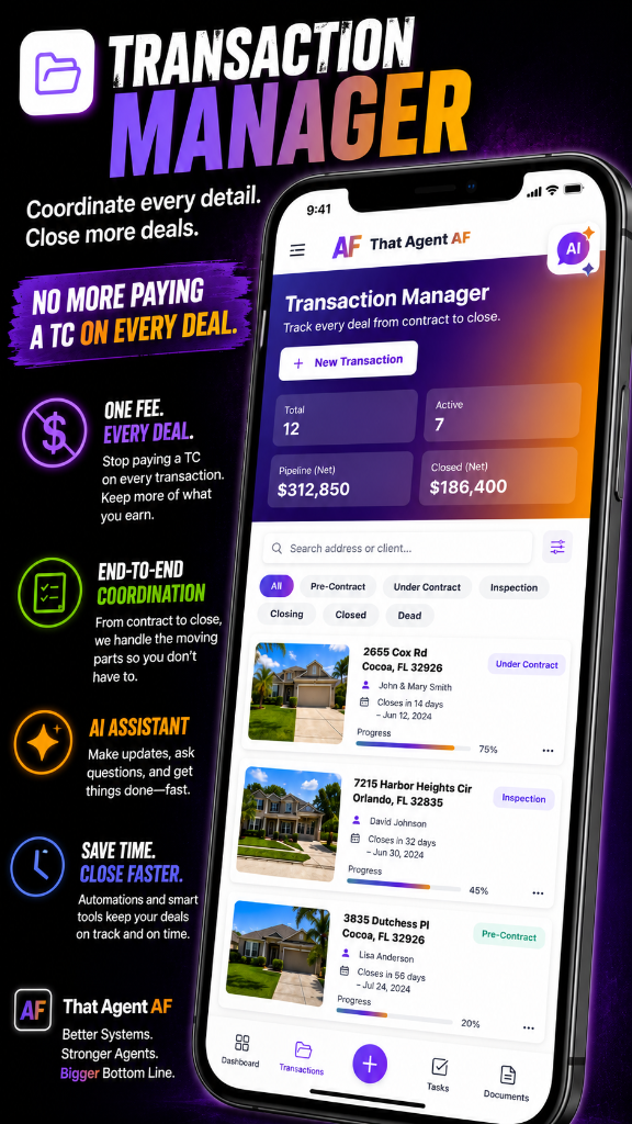 That Agent AF Transaction Manager dashboard