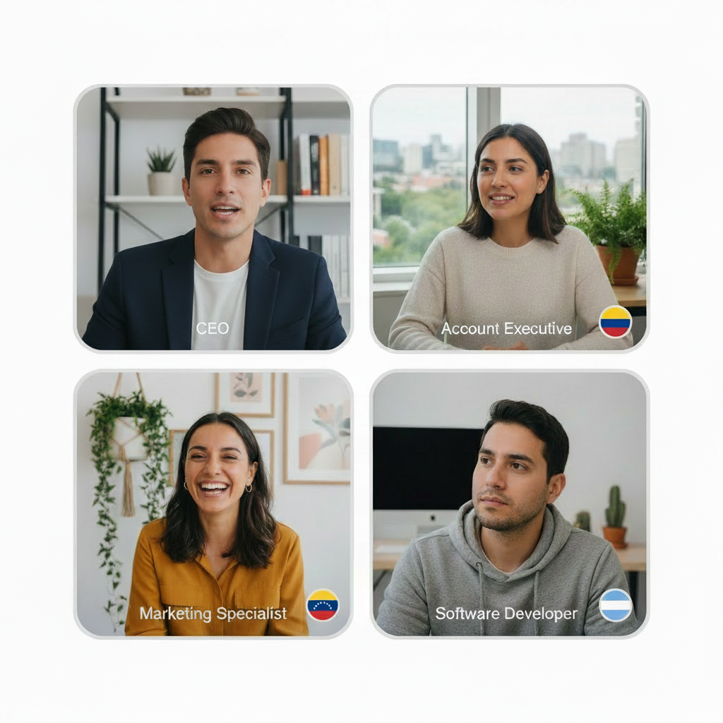 Remote professionals on a video call — CEO collaborating with LATAM talent