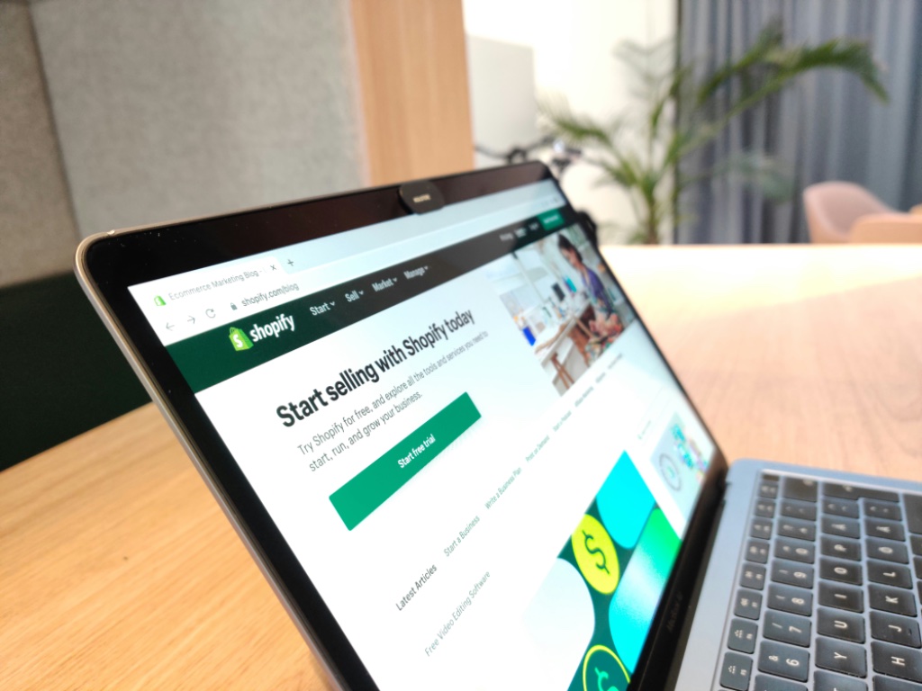 Shopify store on tablet