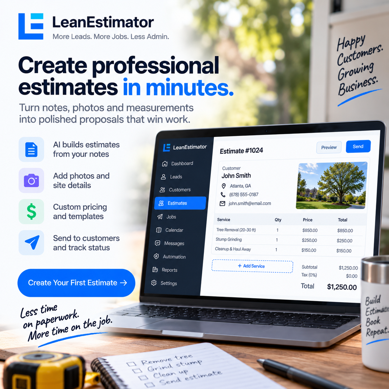 Professional estimates in minutes