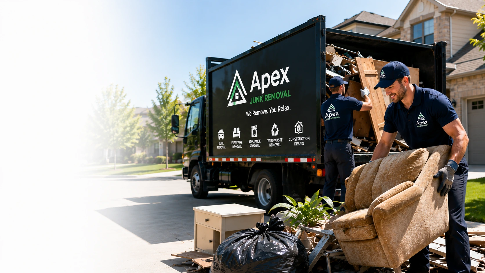 Apex Home Point junk removal truck loaded with household junk in Sacramento