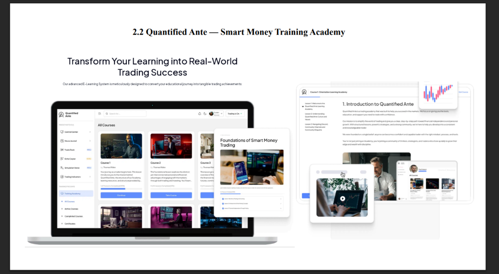 Learning Academy platform — interactive course library with progress tracking