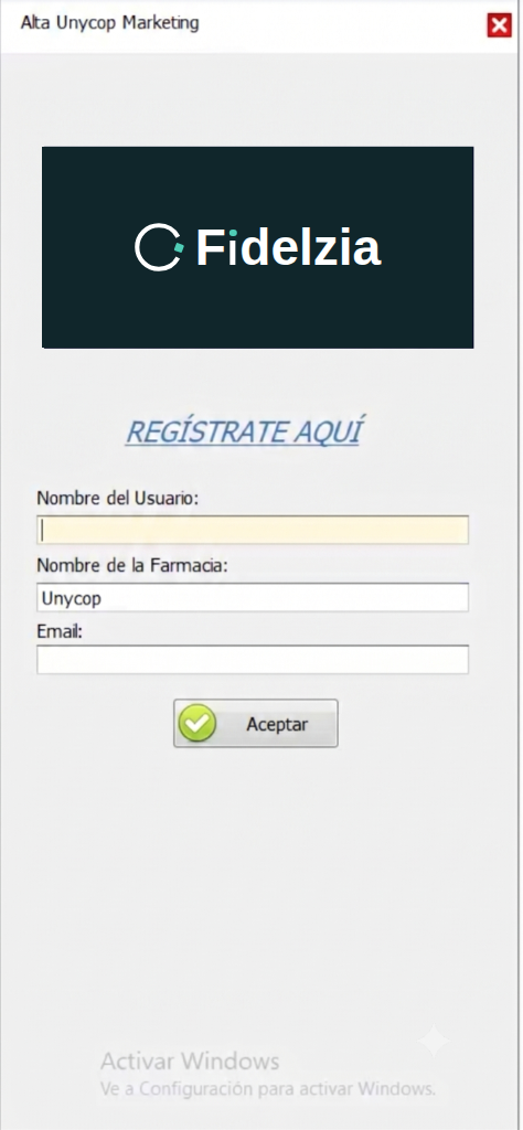 Formulario de alta Fidelzia
