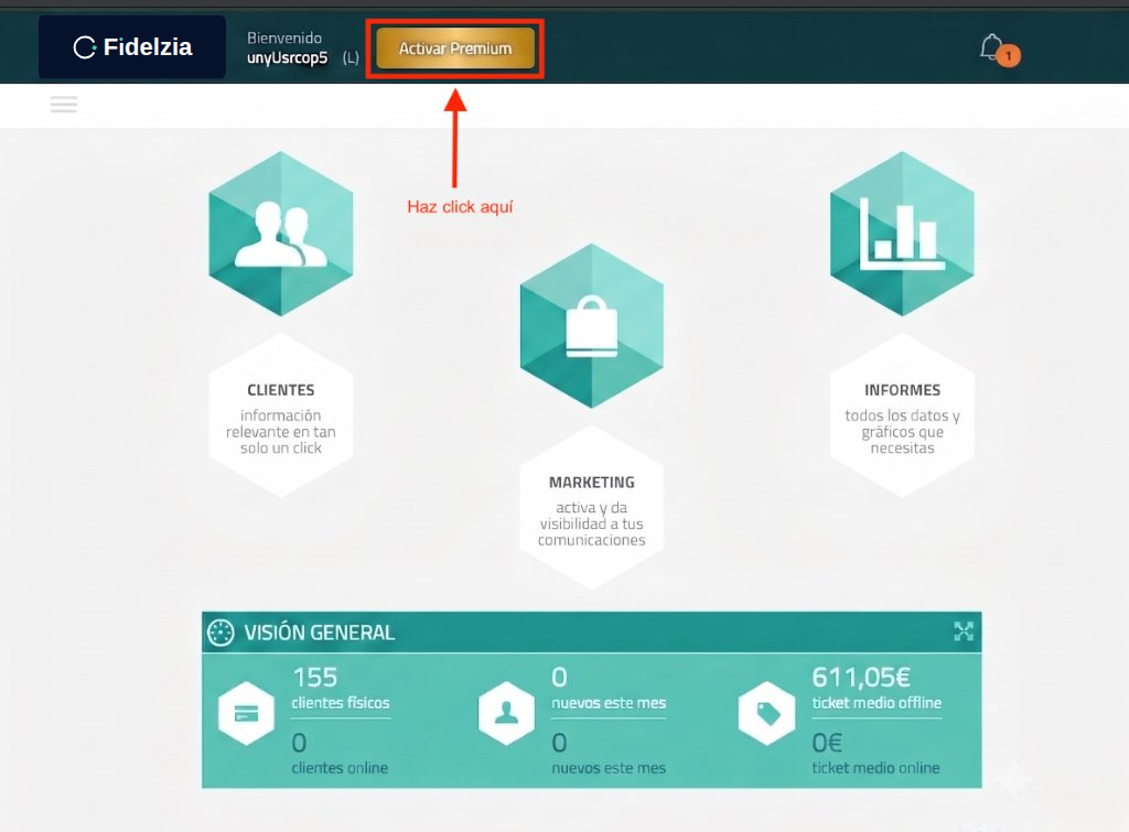 Botón Activar Premium en la plataforma