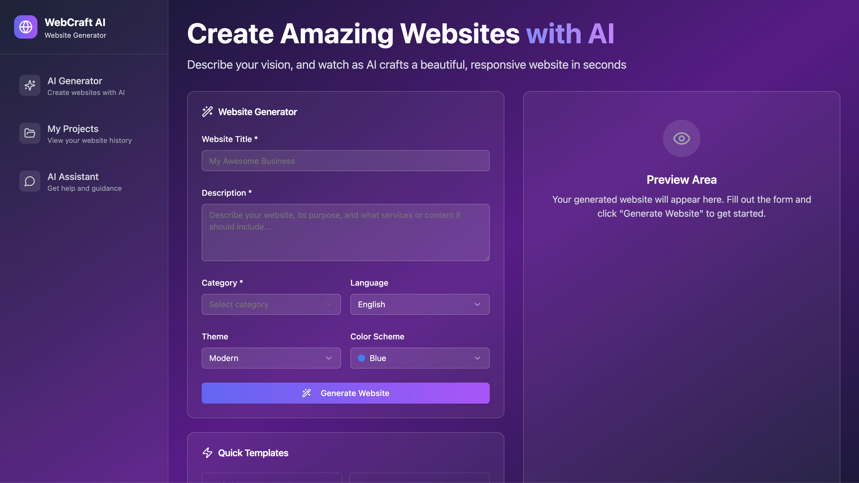 CODE GEN AI template preview