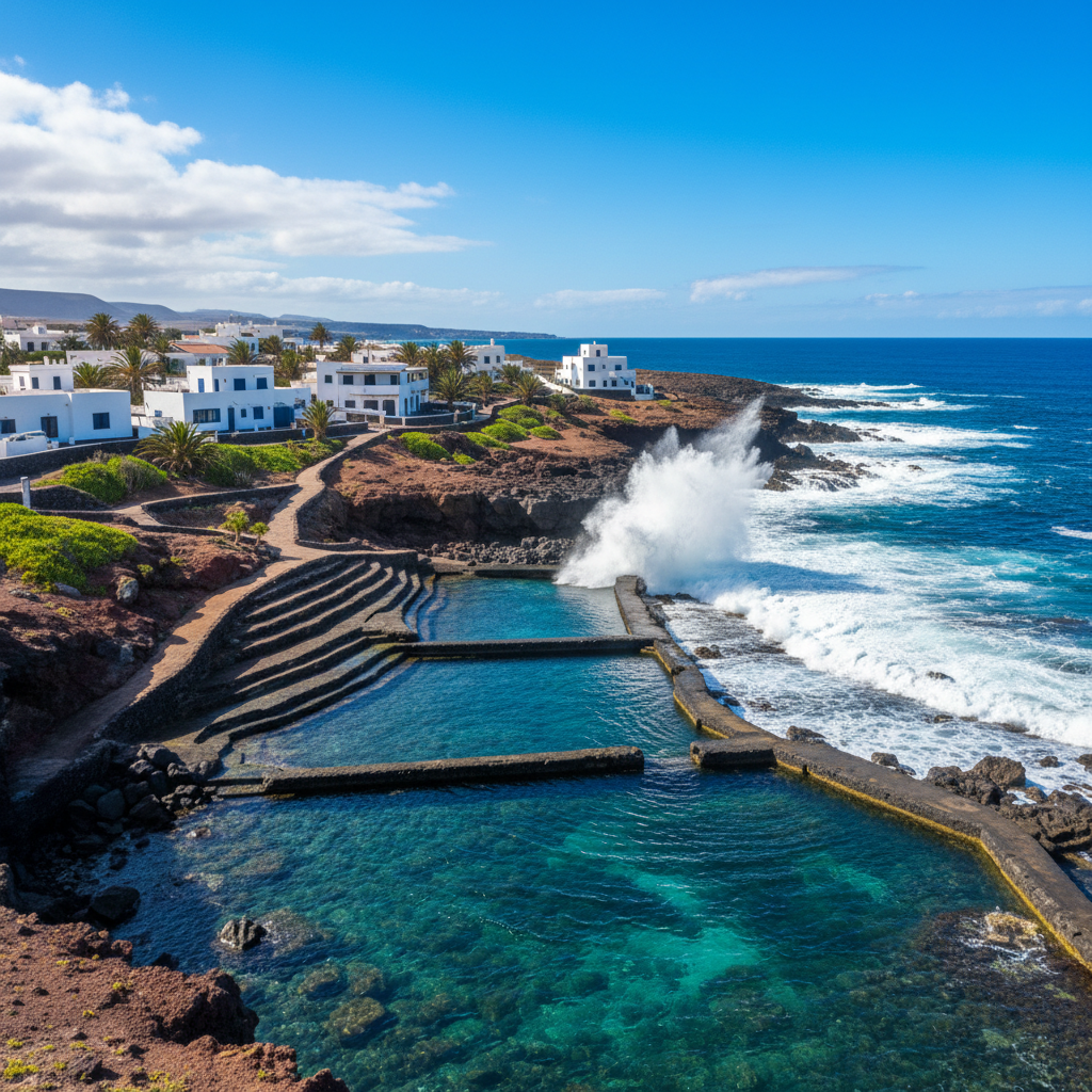 Stunning coastline view of Charco del Palo, Spain.