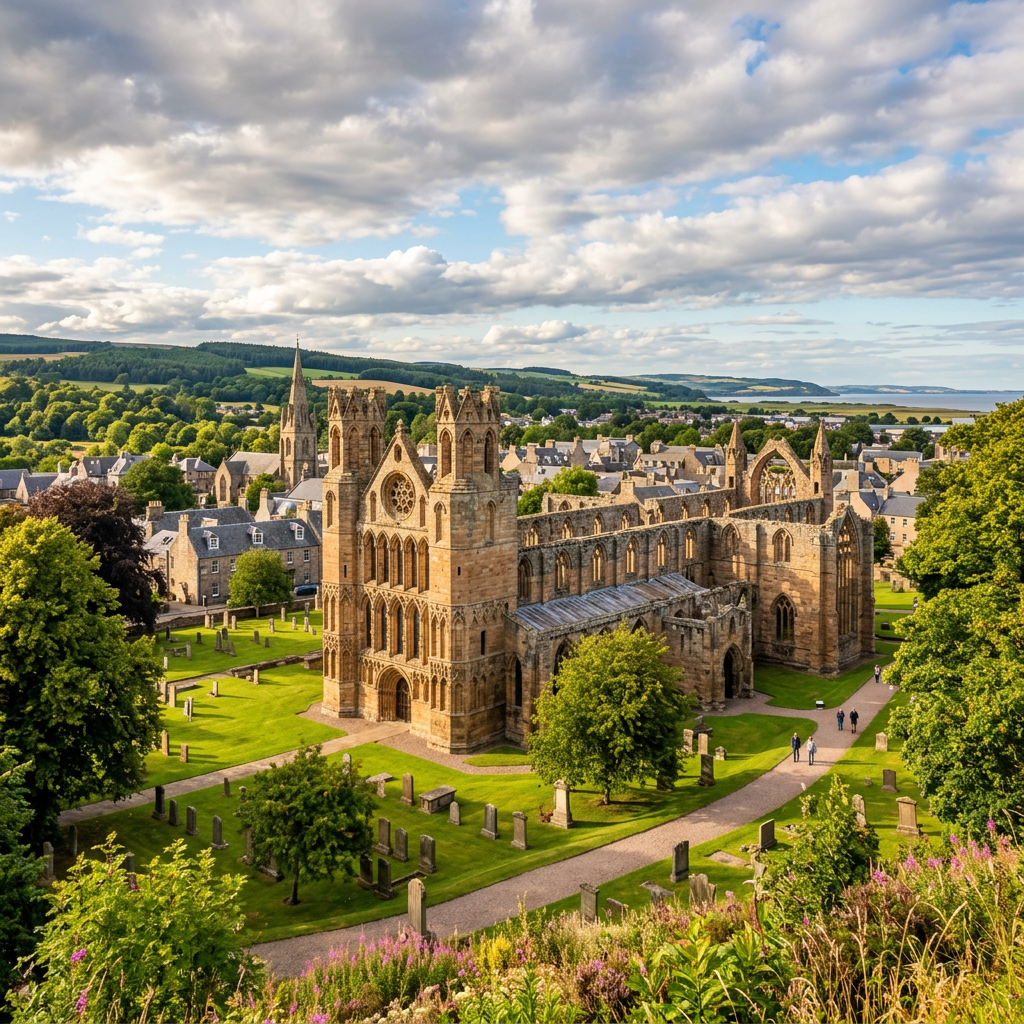 Stunning view of Elgin, Scotland with historic architecture.