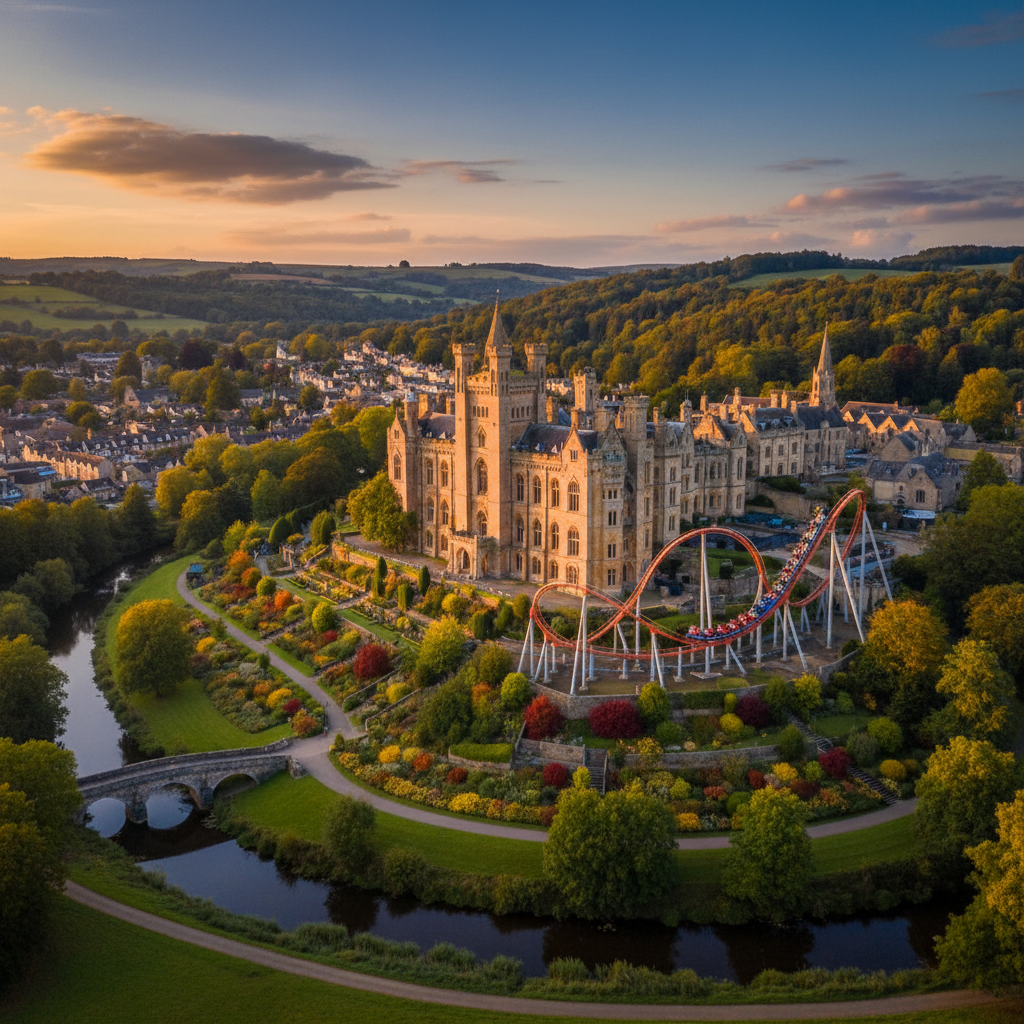 Scenic view of Alton Staffordshire, England with lush greenery.
