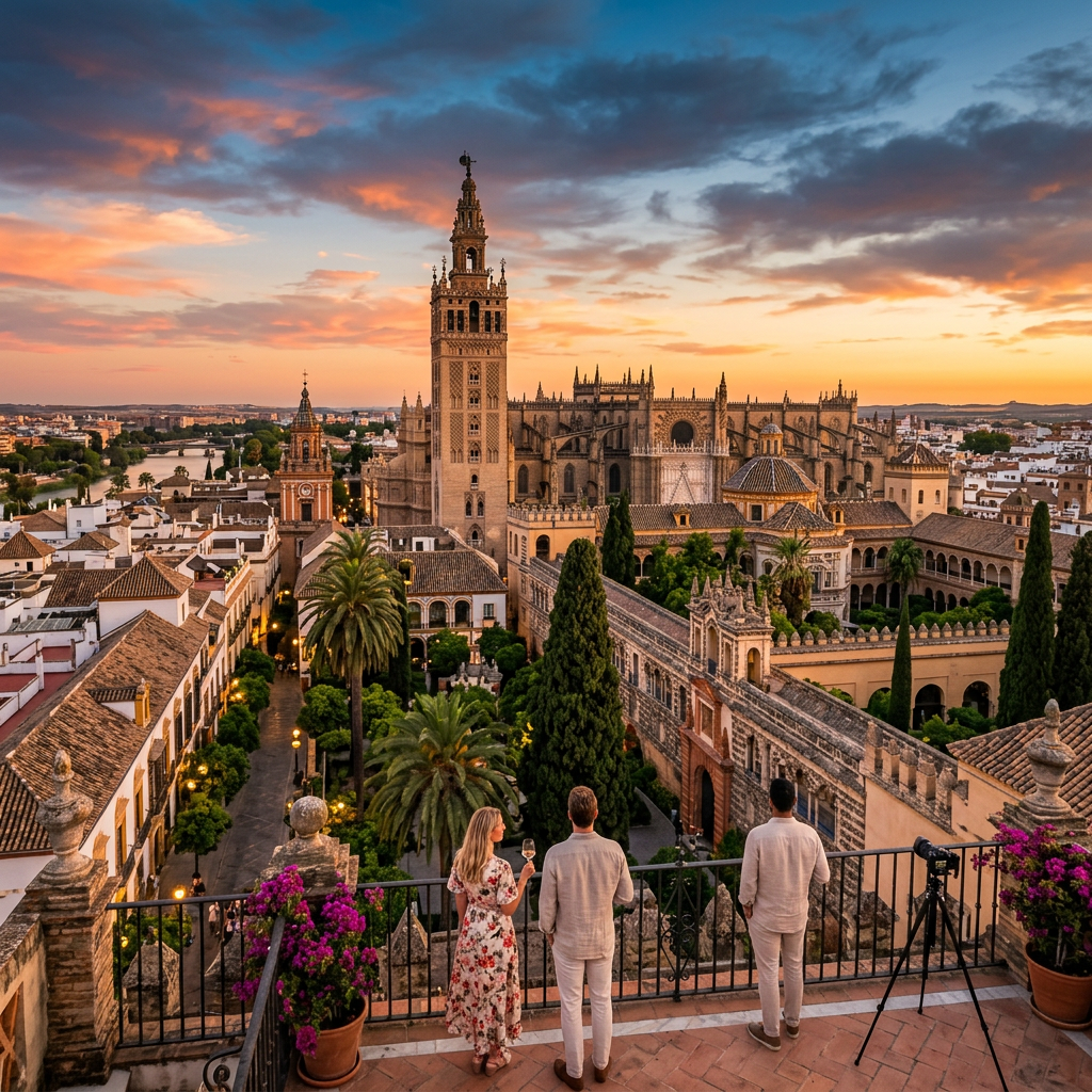 Sunny streets of Spain showcasing vibrant architecture.