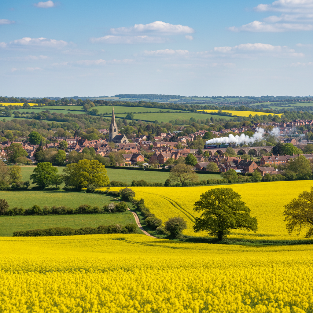 Scenic view of Alton, Hampshire with lush greenery and hills.