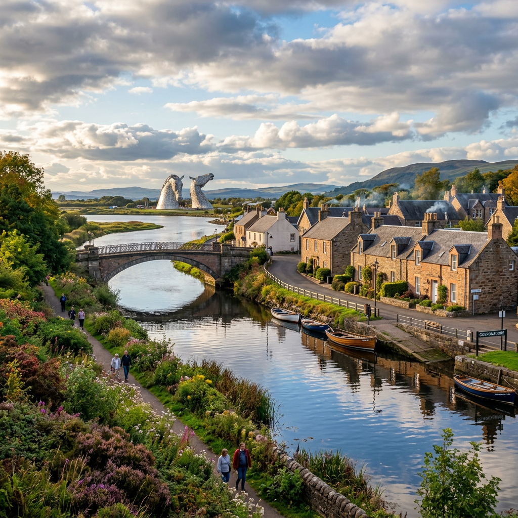 Scenic view of Carronshore, Scotland with lush greenery.