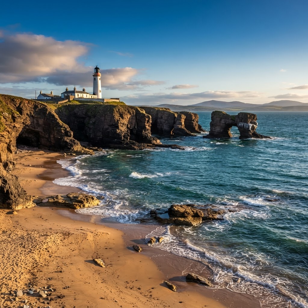 Stunning view of Covesea, Scotland's rugged coastline.