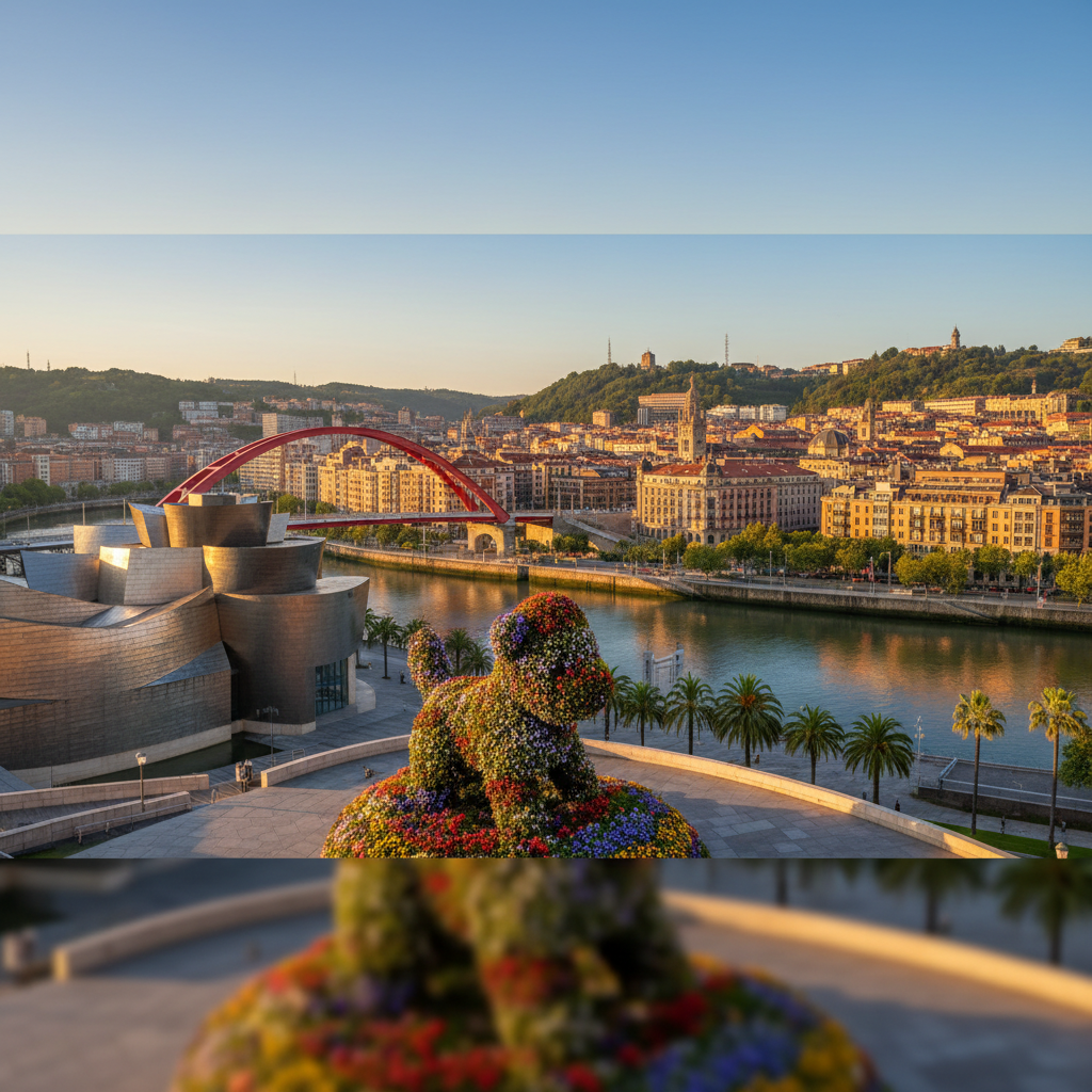 Breathtaking view of Bilbao, Spain with iconic Guggenheim Museum.