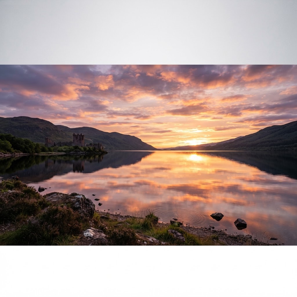 A picturesque sunset over Loch Ness