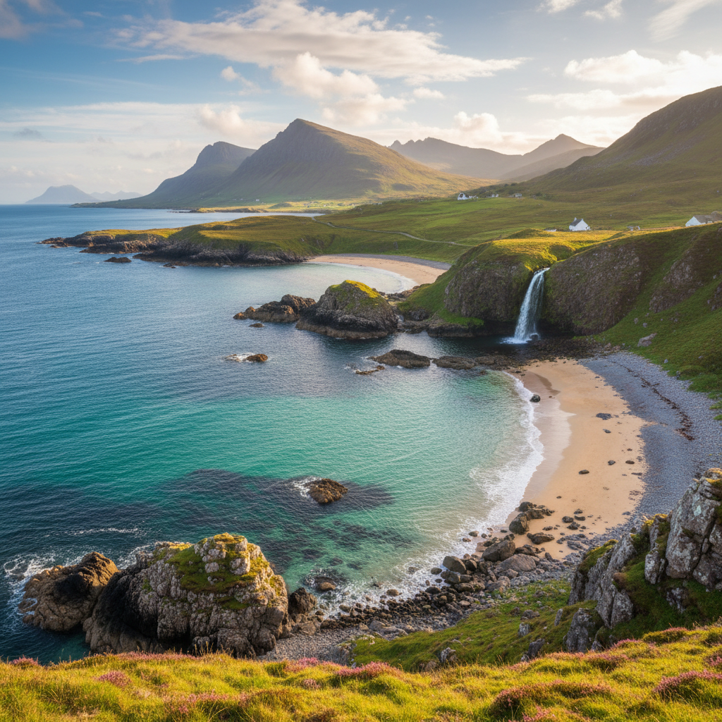 Stunning view of Clashnessie, Scotland's rugged coastline