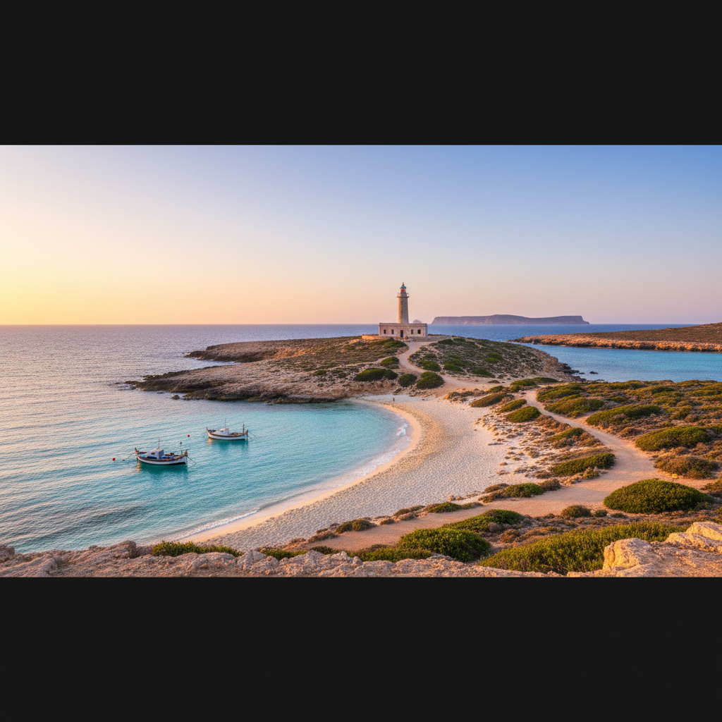 Stunning turquoise waters and white sands in Formentera, Spain.