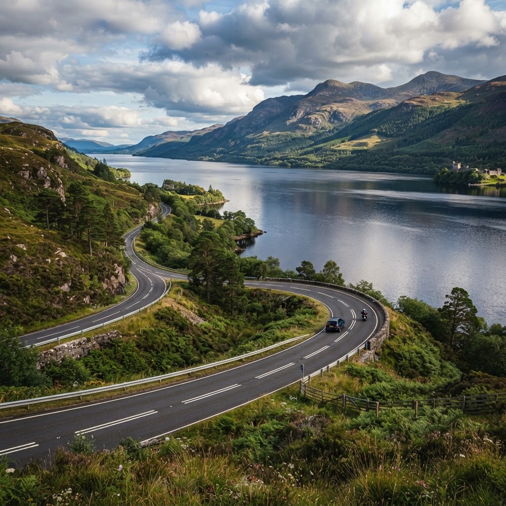 Scenic drive along Loch Ness