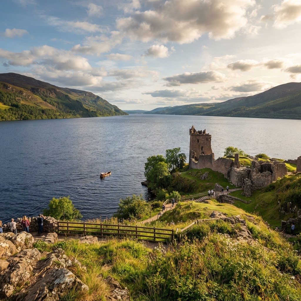 Urquhart Castle on the shores of Loch Ness